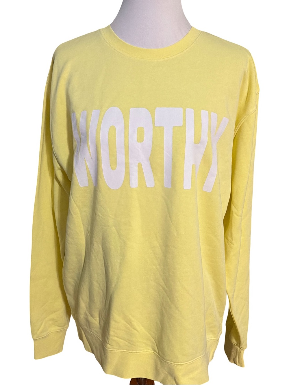 Living Fully Yellow Crewneck Sweatshirt Large White Lettering